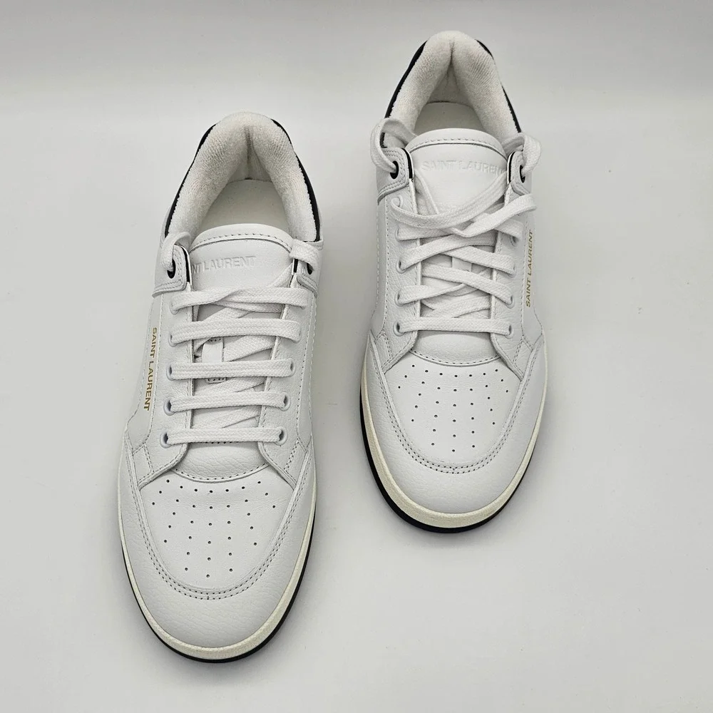 Saint Laurent Mens SL/61 Low Top Sneaker Leather Luxury White North Sea 10.5 - Picture 2 of 8